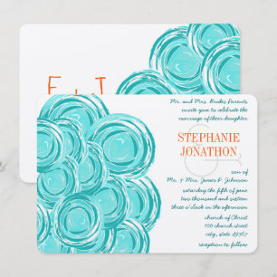 Ranunculus Rose Mint Coral Moderne Hochzeit Einlad Einladung