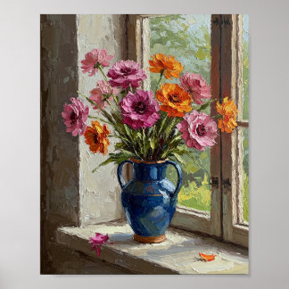 Ranunculus-Strauß | Impressionistisches Stillleben Poster