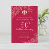 Ranunculus Traditionelle chinesische Hochzeitstag Einladung (Stehend Vorderseite)