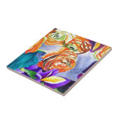 Ranunculus und Iris Aquarellkunst Fliese (Seite)