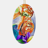 Ranunculus und Iris Aquarellkunst Keramik Ornament (Rechts)
