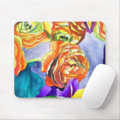 Ranunculus und Iris Aquarellkunst Mousepad (Mit Mouse)