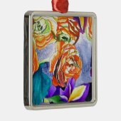 Ranunculus und Iris Aquarellkunst Ornament Aus Metall (Rechts)