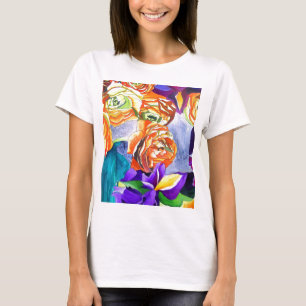 Ranunculus und Iris Aquarellkunst T-Shirt