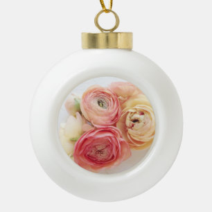 ranunculus warm Keramik Kugel-Ornament