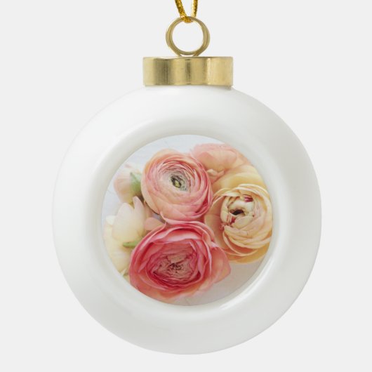 ranunculus warm Keramik Kugel-Ornament (Vorderseite)