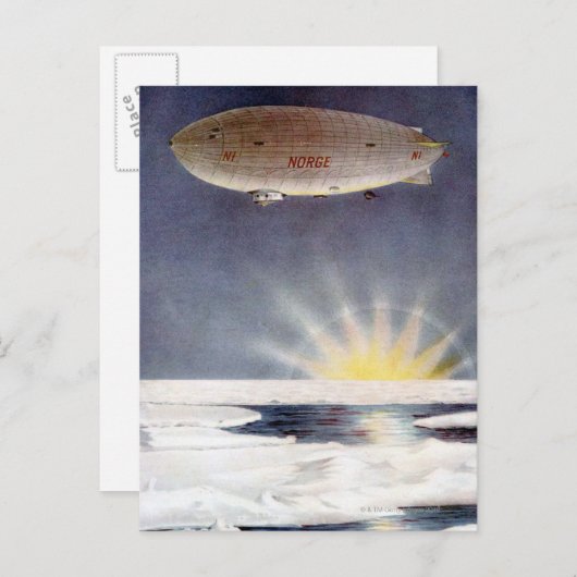 Raold Amundsen-Luftschiff Norge über den Nordpol Postkarte (Vorne/Hinten)