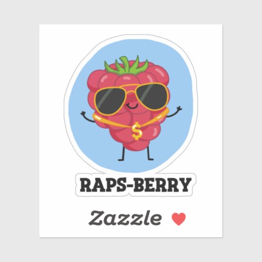 Rap-Beere Funny Rapper Raspberry Pun Aufkleber (Blatt)