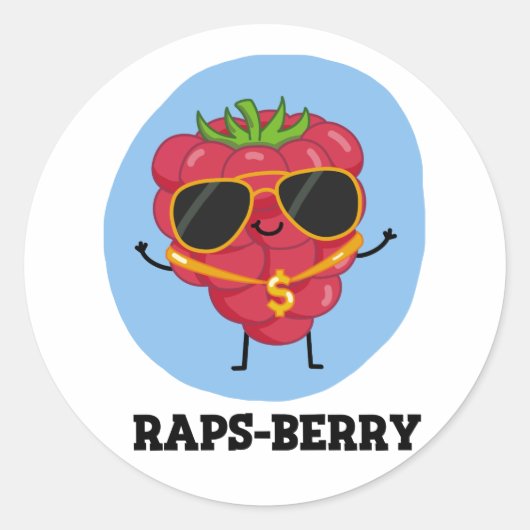 Rap-Beere Funny Rapper Raspberry Pun Runder Aufkleber (Vorderseite)