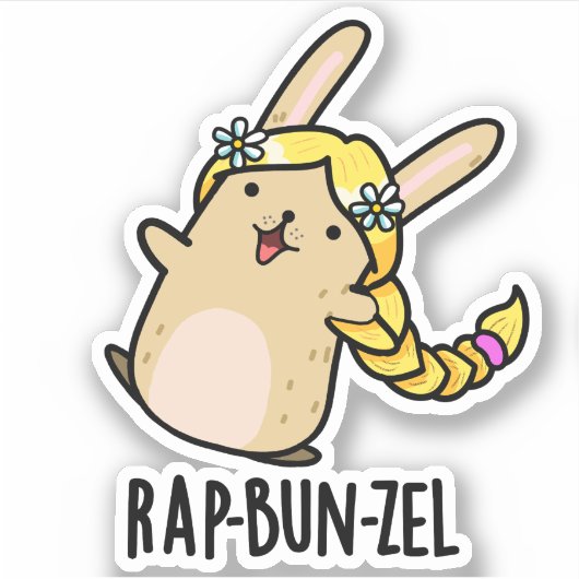 Rap-bun-zel Funny Bunny Pun Aufkleber (Vorderseite)