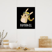 Rap-bun-zel Funny Bunny Pun Dark BG Poster (Küche)