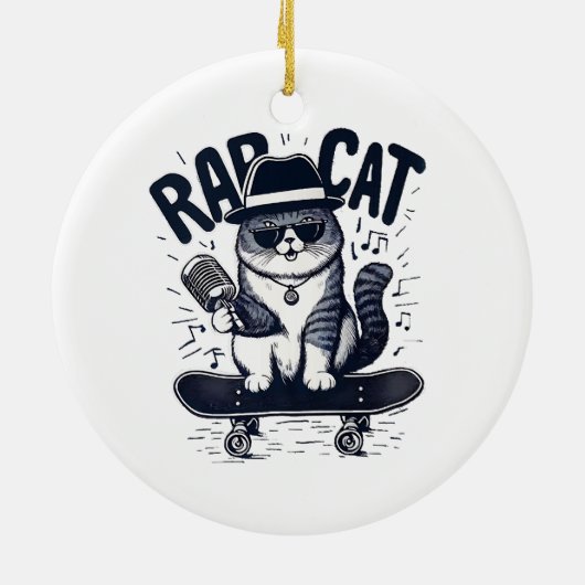 Rap Cat Harmony Keramik Ornament (Hinten)