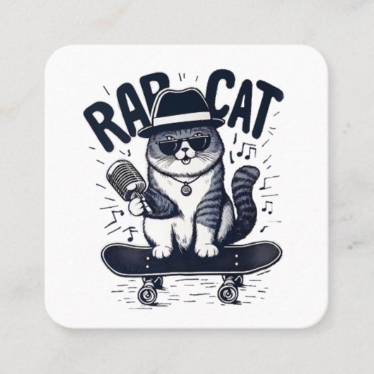 Rap Cat Harmony Quadratische Visitenkarte (Vorderseite)