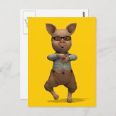 Rap Dancing Pig Postkarte (Vorne/Hinten)