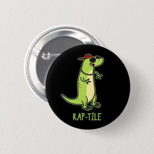 Rap-Fliese Funny Reptile Lizard Pun Dark BG Button (Vorne & Hinten)