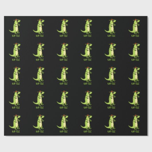 Rap-Fliese Funny Reptile Lizard Pun Dark BG Geschenkpapier (Flach)