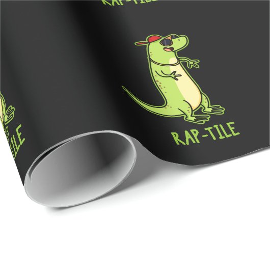 Rap-Fliese Funny Reptile Lizard Pun Dark BG Geschenkpapier (Rolleneckpunkt)