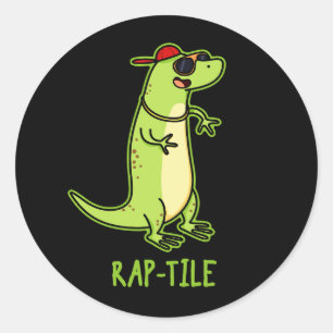 Rap-Fliese Funny Reptile Lizard Pun Dark BG Runder Aufkleber