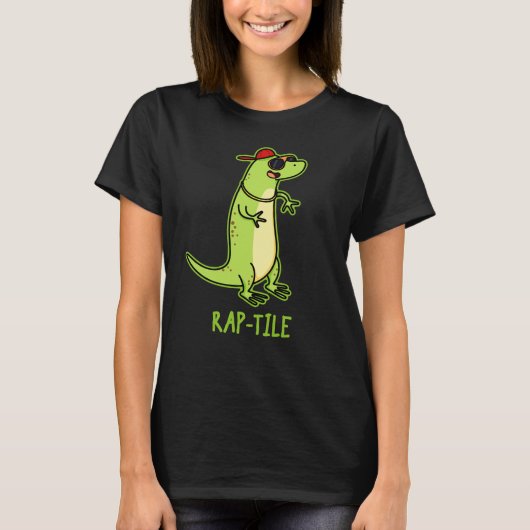 Rap-Fliese Funny Reptile Lizard Pun Dark BG T-Shirt (Vorderseite)