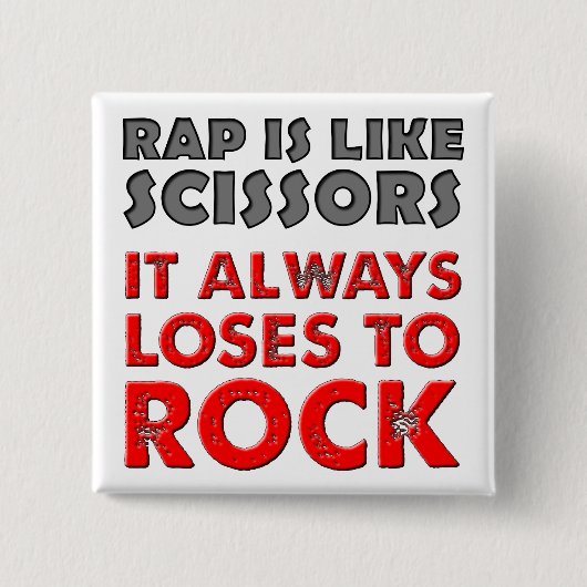 Rap gegen Rock Paper Scissors Funny Button Abzeich (Vorderseite)