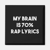 Rap Music Gift Funny Rapper Joke Brain Is 70% Rap Magnet (Vorne)