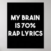 Rap Music Gift Funny Rapper Joke Brain Is 70% Rap Poster (Vorne)