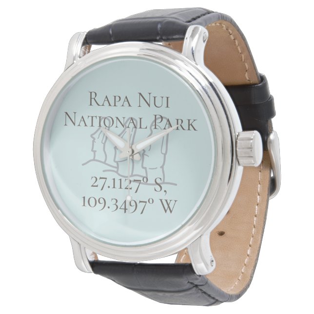 Rapa Nui Latitude & Longitude Armbanduhr (Schrägansicht)