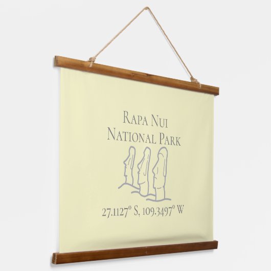 Rapa Nui Latitude & Longitude Wandteppich Mit Holzrahmen (Gewinkelt)