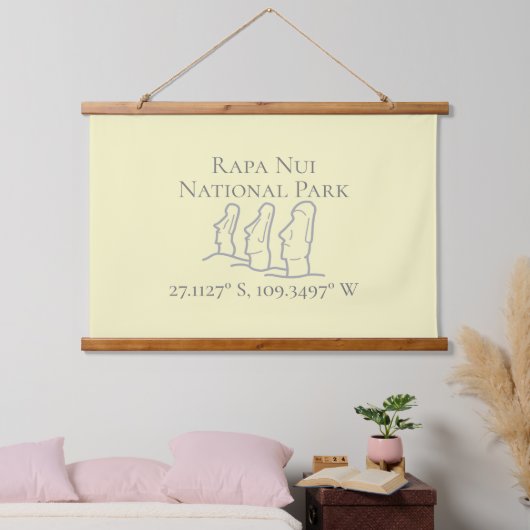 Rapa Nui Latitude & Longitude Wandteppich Mit Holzrahmen (Schlafzimmer)