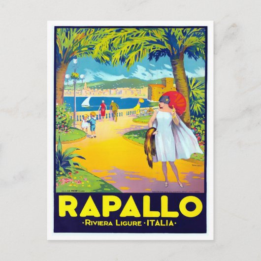 Rapallo Italien Vintage Reise Postkarte (Vorderseite)