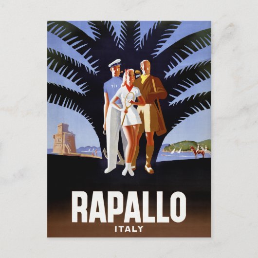 Rapallo Italy Vintage Travel Poster Postkarte (Vorderseite)
