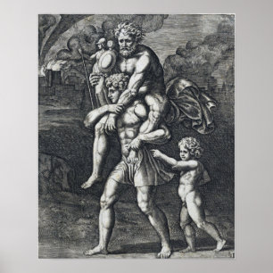 Raphael - Aeneas trägt Anchises Poster