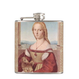 Raphael Dame und das Einhorn Klassische Kunst Flachmann
