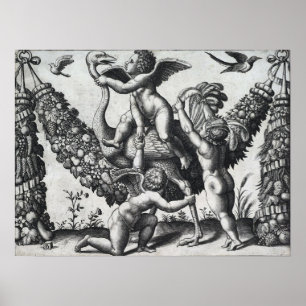Raphael - Drei Putti vor einer großen Garland Poster