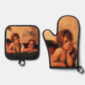 Raphael Engel Cherub Kunst Ofenhandschuh & Topflappen-Set (Vorderseite)