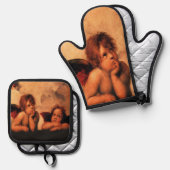 Raphael Engel Cherub Kunst Ofenhandschuh & Topflappen-Set (Vorderseite/Rückseite)