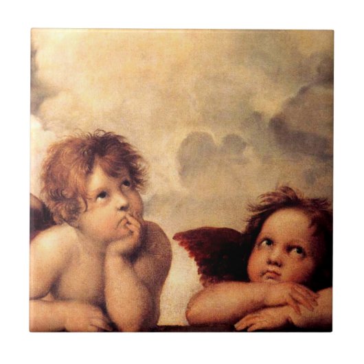 RAPHAEL-Engel Sistine Madonna Fliese (Vorderseite)