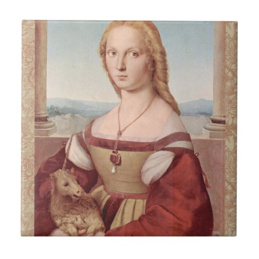 Raphael Lady and Unicorn Classic Fliese (Vorderseite)