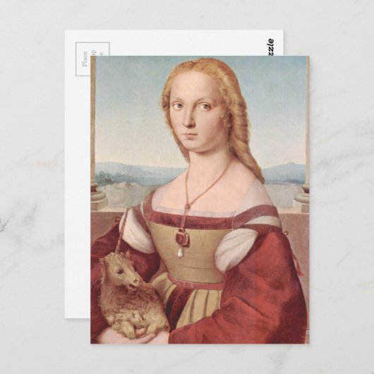 Raphael Lady and Unicorn Classic Postkarte (Vorne/Hinten)