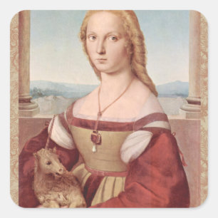 Raphael Lady and Unicorn Classic Quadratischer Aufkleber