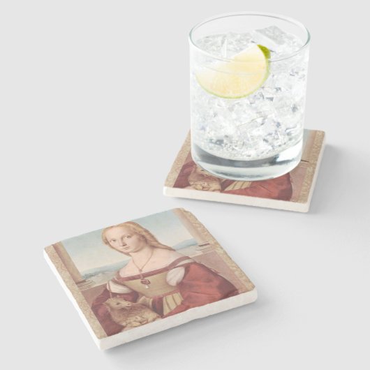 Raphael Lady and Unicorn Classic Steinuntersetzer (Seitenansicht)