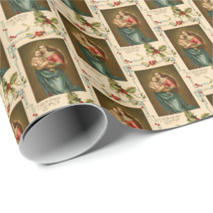 Raphael Madonna Christus Kind religiös vintage Geschenkpapier