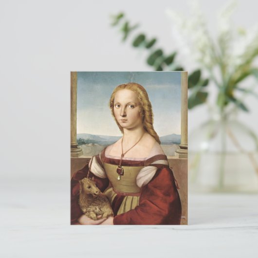 Raphael- Portrait einer Dame mit einem Einhorn Postkarte (Stehend Vorderseite)