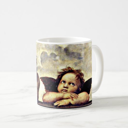 Raphael: Putti, Detail aus der Sixtinischen Madonn Kaffeetasse (VorderseiteRechts)