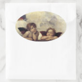 Raphael: Putti, Detail aus der Sixtinischen Madonn Ovaler Aufkleber (Tasche)