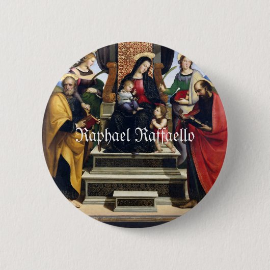 Raphael Raffaello Madonna and Child begeistert Button (Vorderseite)