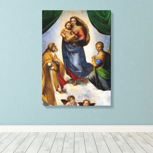 Raphael Sistine Madonna Leinwanddruck (Insitu (Holzboden))