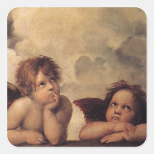 Raphael, Sistinisches Cherub Quadratischer Aufkleber