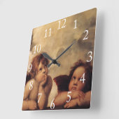 Raphael, Sixine Cherub Quadratische Wanduhr (Winkel)