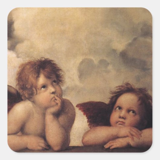 Raphael, Sixine Cherub Quadratischer Aufkleber (Vorderseite)